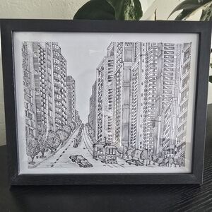 San Francisco California Art Original Drawing Financial District